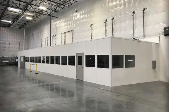 Modular office interior showing quality construction with finished walls and professional appearance