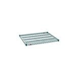 The Metro Super Erecta 3036NK3 Industrial Wire Shelf, measuring 30 x 36 and coated with Metroseal Green Epoxy, is a metal shelving unit ideal for storage or organization, elegantly contrasting with a plain white background.