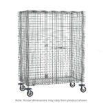 The Metro SEC56DCQ qwikSLOT Mobile Security Shelving Unit is a chrome metal rolling cage with a secure latch door and padlock. Measuring 27.25 x 65 x 67.9375, it features four swivel caster wheels for easy mobility. Note: Actual dimensions may vary from product shown.
