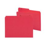 Two Smead Reversible File Folders, 1/2-cut printed tabs, letter size with labeled spaces for Name and details, red color (Product: 10372).