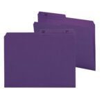 Two upright Smead Reversible File Folders in purple, with printed tabs labeled Name and No., are shown. Ideal for organized sorting, they are part of a collection of 100 per Box (10378).