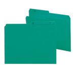 The Smead Reversible File Folder, available in teal and featuring 1/2-cut printed tabs with spaces for ID, Name, and No., is designed for effective document management. This letter-sized folder comes as a set of 100 per box (10379) to help organize your papers efficiently.