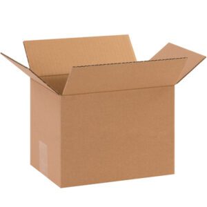 Display the MH-USA 10 x 7 x 7 corrugated box, flaps opened against a white background, highlighting its packaging potential.