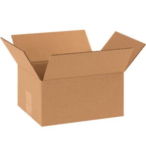 The MH-USA 10 x 8 x 5 corrugated box, part of a 25-piece bundle, sits open with flaps spread on a white background. Made from sturdy brown cardboard, it embodies the typical shipping or storage container.