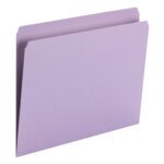The Smead File Folder, Straight Cut, Letter Size in Lavender (10940) adds an elegant touch to your organization needs with its top-left tab against a white background. Comes in a box of 100.