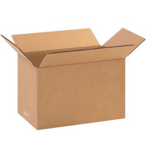 An empty MH-USA 11 x 6 x 6 corrugated box, flaps open, is set against a plain white background, highlighting its sturdy design.
