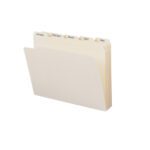 The Smead Indexed File Folder Set, featuring reinforced 1/5-cut tabs and January to December manila folders, is a letter-sized organizer that stands upright against a white background.