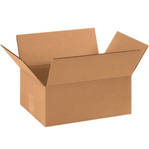 An open MH-USA 11 x 8 x 3 corrugated box with flaps folded out, from a set of 25 per bundle, displayed against a plain white background.