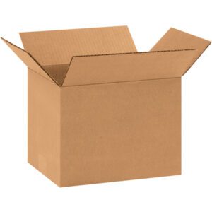 A brown MH-USA 11 x 8 x 8 corrugated box sits open on a white background, showing its clean edges and sturdy structure. Its one of the durable boxes from the 25-per-bundle offering.