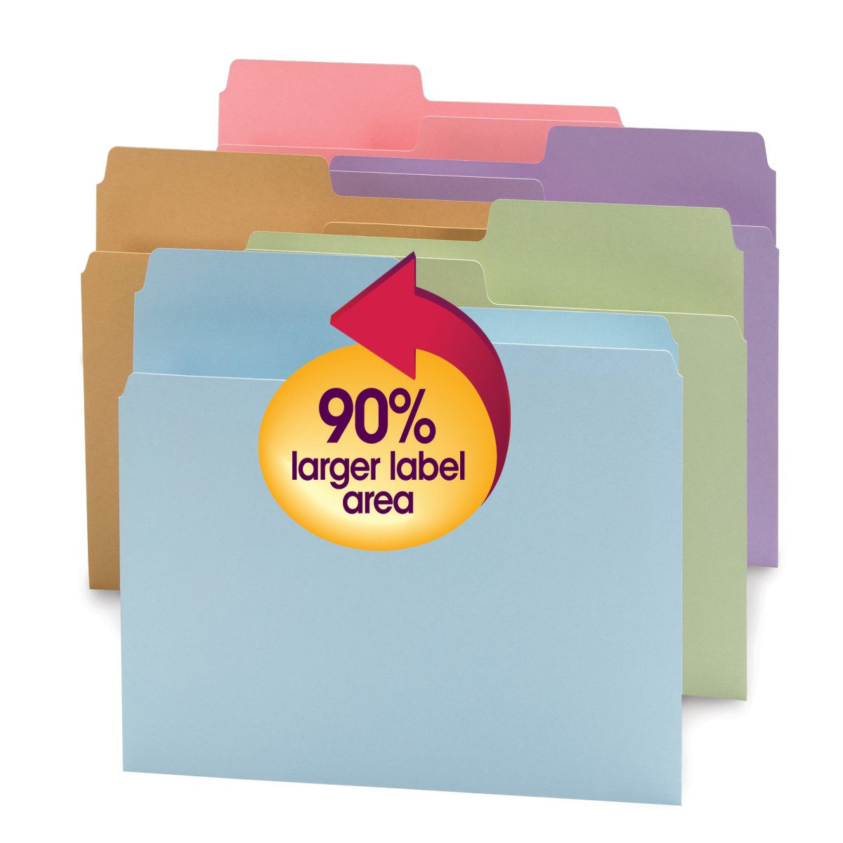 SuperTab? File Folder, Oversized 1/2-Cut Tab, Letter Size, Assorted Colors, 100 per Box