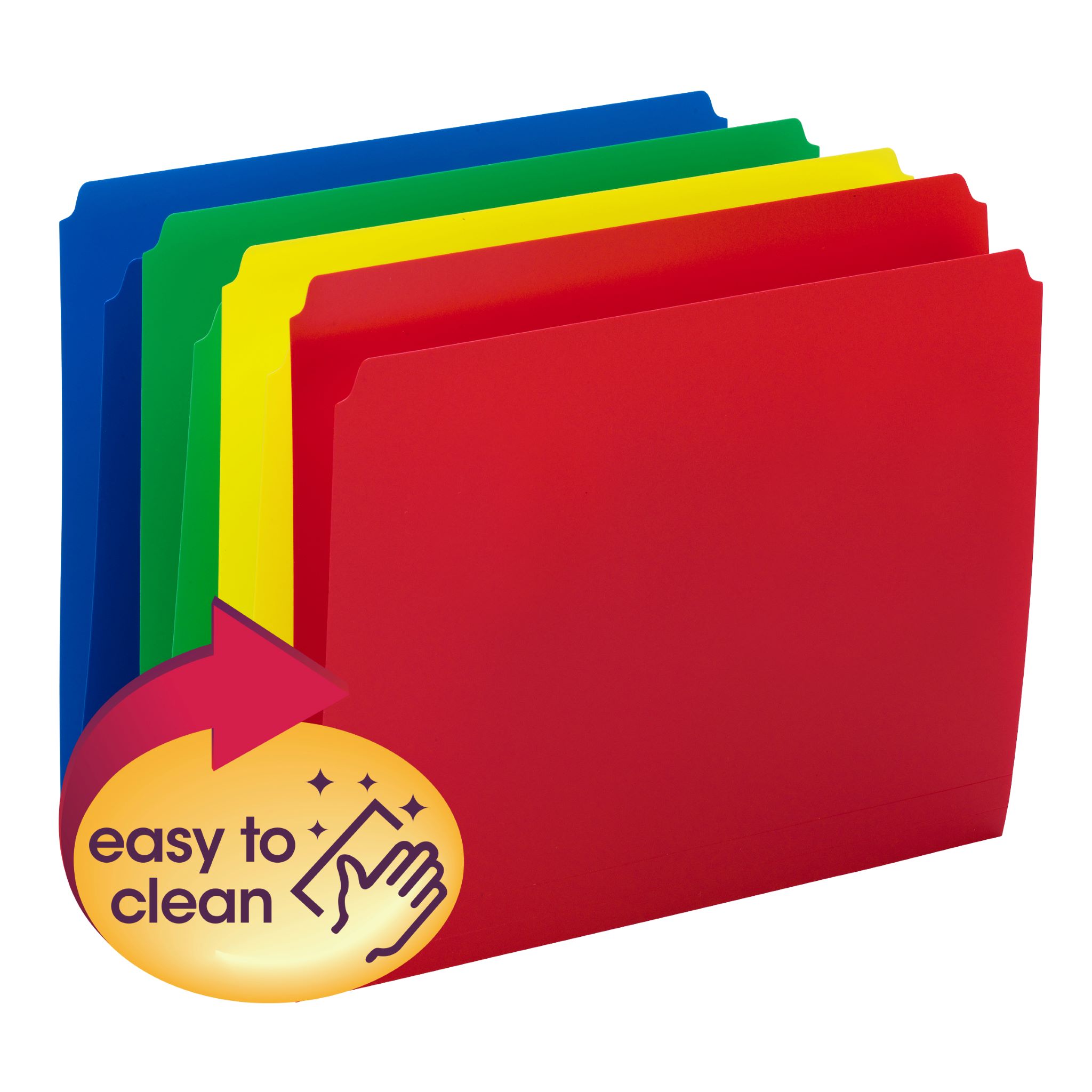 Poly File Folder, Straight-Cut Tab, Letter Size, Assorted Colors, 12 per Pack