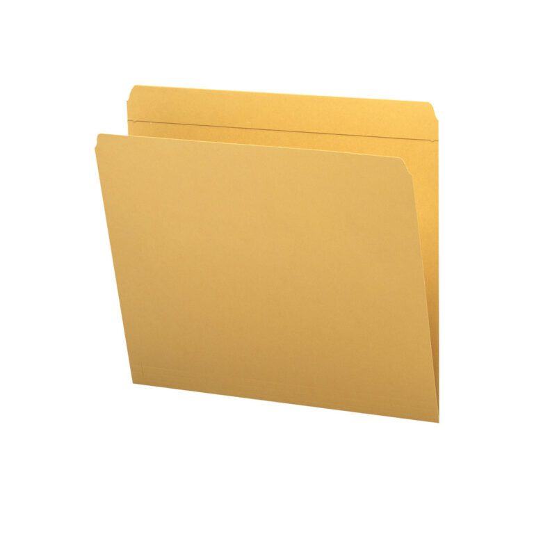 12210.jpg Image of an upright goldenrod Smead File Folder with a reinforced straight-cut tab on a white background. Its open, showing its empty interior, ideal for stylish and durable organization of letter-size documents.