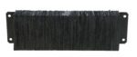 A black rectangular brush with dense, vertically aligned bristles sits on a flat metal base like the Vestil Laminated Dock Bumper 12 X 36 X 4.5 In, featuring a horizontal layout and four attachment holes.