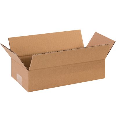 1263.jpg An open MH-USA 12 x 6 x 3 Long Corrugated Box rests against a white background with flaps extended, revealing its brown, textured surface. Ideal for packing needs, these versatile boxes are sold in bundles of 25.