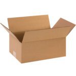 The MH-USA 12 x 8 x 5 corrugated box, available in bundles of 25, features a plain white background with outward flaps and a classic brown texture, ideal for versatile packaging needs.