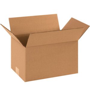 A brown MH-USA 12 x 8 x 7 corrugated box with outward flaps, empty and open, against a white background—perfectly showcasing its design.