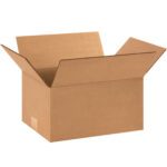 An open MH-USA 12 x 9 x 6 corrugated box with outward flaps sits against a white background, showcasing typical creases of new packaging. Ideal for efficient bundling, this product comes in a pack of 25.