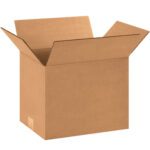 The MH-USA 12 1/4 x 9 1/4 x 9 Corrugated Box, open with flaps extended on a white background, showcases its durable, simple brown design ideal for varied packaging needs. Available in bundles of 25.