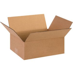 An open MH-USA 13 x 10 x 5 Flat Corrugated Box features outward flaps, showcasing its durable brown material against a white background. This simple yet sturdy packaging solution is available in versatile bundles of 25.