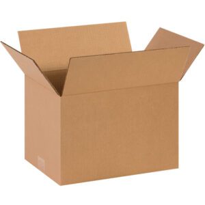 The MH-USA 13 x 10 x 9 Corrugated Boxes (25/Bundle) feature sturdy construction with outward flaps on a plain white background.