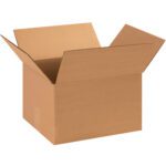 The MH-USA 13 x 11 x 8 Corrugated Boxes (25/Bundle) sit open with flaps extended against a pristine white background, ready to fulfill their storage promise.