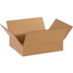 The MH-USA 14 x 11 x 3 flat corrugated box with extended flaps is displayed prominently against a plain white background.