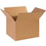 The MH-USA 14 x 12 x 9 corrugated box, open with flaps extended, reveals its empty interior against a plain white background, emphasizing its simple and functional design. Sold in bundles of 25 for your packing needs.