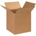 An open MH-USA 14 x 14 x 16 corrugated box, empty with raised flaps, is displayed against a white background to highlight its depth and structure. Available in convenient bundles of 25.