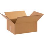 The MH-USA 15 x 12 x 6 Corrugated Boxes (25/Bundle) are shown on a white background with flaps folded outward, highlighting their spacious interior and sturdy design, ideal for storage or shipping.
