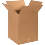 A large, open brown cardboard box with flaps extended outward looks like an MH-USA 15 x 15 x 20 corrugated box. The empty and new box has no visible markings on its exterior against a plain white background.
