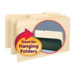 These manila Smead Interior File Folders (15230), with 1/3-cut tabs and legal size, come in a box of 100 and are perfectly designed for seamless compatibility with hanging folders.