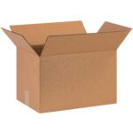 An MH-USA 16 x 10 x 10 corrugated box with outward flaps stands on a plain white background.