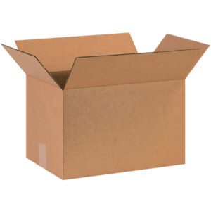 An MH-USA 16 x 10 x 10 corrugated box with outward flaps stands on a plain white background.