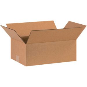 An open, empty 16 x 10 x 5 MH-USA corrugated box with flaps extended outward against a plain white background.