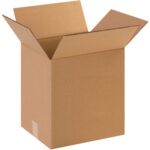 An open MH-USA 16 x 12 x 16 corrugated cardboard box stands upright against a white background, ready for packaging. It is part of a bundle of 25 boxes.