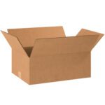 A MH-USA 16 x 12 x 7 corrugated box with open flaps is displayed against a plain white background.