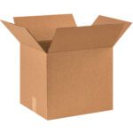 An open MH-USA 16 x 14 x 14 corrugated box with spread-out flaps showcases its interior against a white backdrop, emphasizing the simple, utilitarian design of these durable storage solutions, sold in bundles of 25.