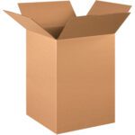 The MH-USA 16 x 16 x 24 corrugated box, sold in bundles of 20, boasts a classic design with extended flaps. Ideal for packaging or storage, its straightforward style on a plain white background makes organizing easy.