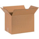 A MH-USA 16 x 8 x 12 Corrugated Box, flaps extended, against a white backdrop highlights its practicality and versatility. Sold in convenient bundles of 25.