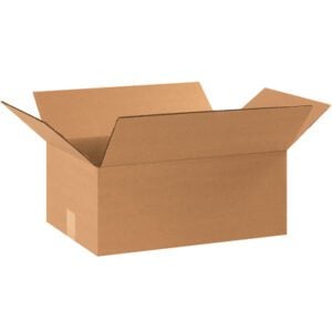 A MH-USA 17 1/4 x 11 1/4 x 7 corrugated box (25/bundle) sits open on a pristine white background.