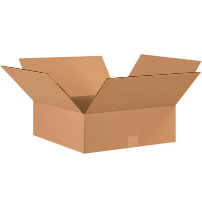 17176.jpg An MH-USA 17 x 17 x 6 flat corrugated box with extended flaps rests against a white background. Sturdy and empty, its perfect for packing or storage, sold in bundles of 20.