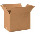 A MH-USA 18 1/2 x 12 1/2 x 14 corrugated box, part of a bundle of 20, is shown with top flaps open against a plain white background.