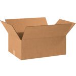 The MH-USA 18.5x12.5x7 corrugated box, shown open with flaps against a white backdrop, boasts a simple texture suitable for versatile packing tasks and comes in bundles of 25.