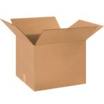 Open an MH-USA 18 x 16 x 14 corrugated box from a bundle of 25, with flaps extended outward. This plain brown, sturdy container is ideal for packing or shipping items and features corrugated edges. It is set against a white background.