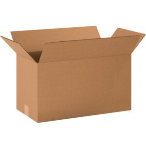 Open MH-USA 20 x 10 x 12 corrugated box, flaps outstretched, crafted for durability in a bundle of 25, set against a plain white background.