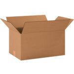 The MH-USA 20 x 12 x 10 Corrugated Boxes (20/Bundle) feature an open, flap-spread design with a simple brown color and textured surface, set against a plain white background.