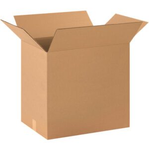 A plain, open brown cardboard box with outward flaps highlights the simple, sturdy design of MH-USA 20 x 12 x 16 Corrugated Boxes (20/Bundle), set empty against a white background, ideal for shipping or storage.