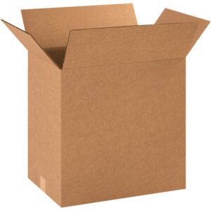 An MH-USA 20 x 12 x 20 corrugated box with outward flaps is upright against a white background. This sturdy, open box is perfect for packaging or moving and comes in bundles of 20.