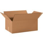 Open MH-USA 20 x 12 x 8 Corrugated Boxes with flaps spread outward on a white background, highlighting their durable construction.