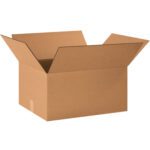 An open MH-USA 20 x 16 x 10 corrugated box from the 25/bundle set, with its flaps gracefully extended outward, rests against a pristine white background.